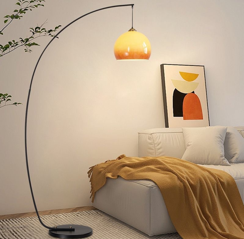 Sunset Yellow Glass Fishing Floor Lamp Living Room Decorative Lamp