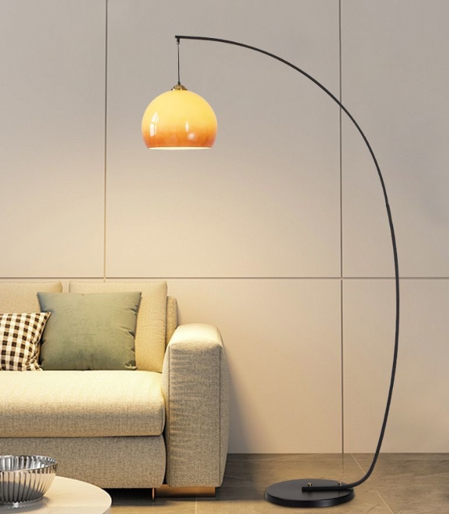 Sunset Yellow Glass Fishing Floor Lamp Living Room Decorative Lamp