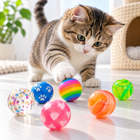 Assorted Colorful Bouncy Cat Toy Balls
