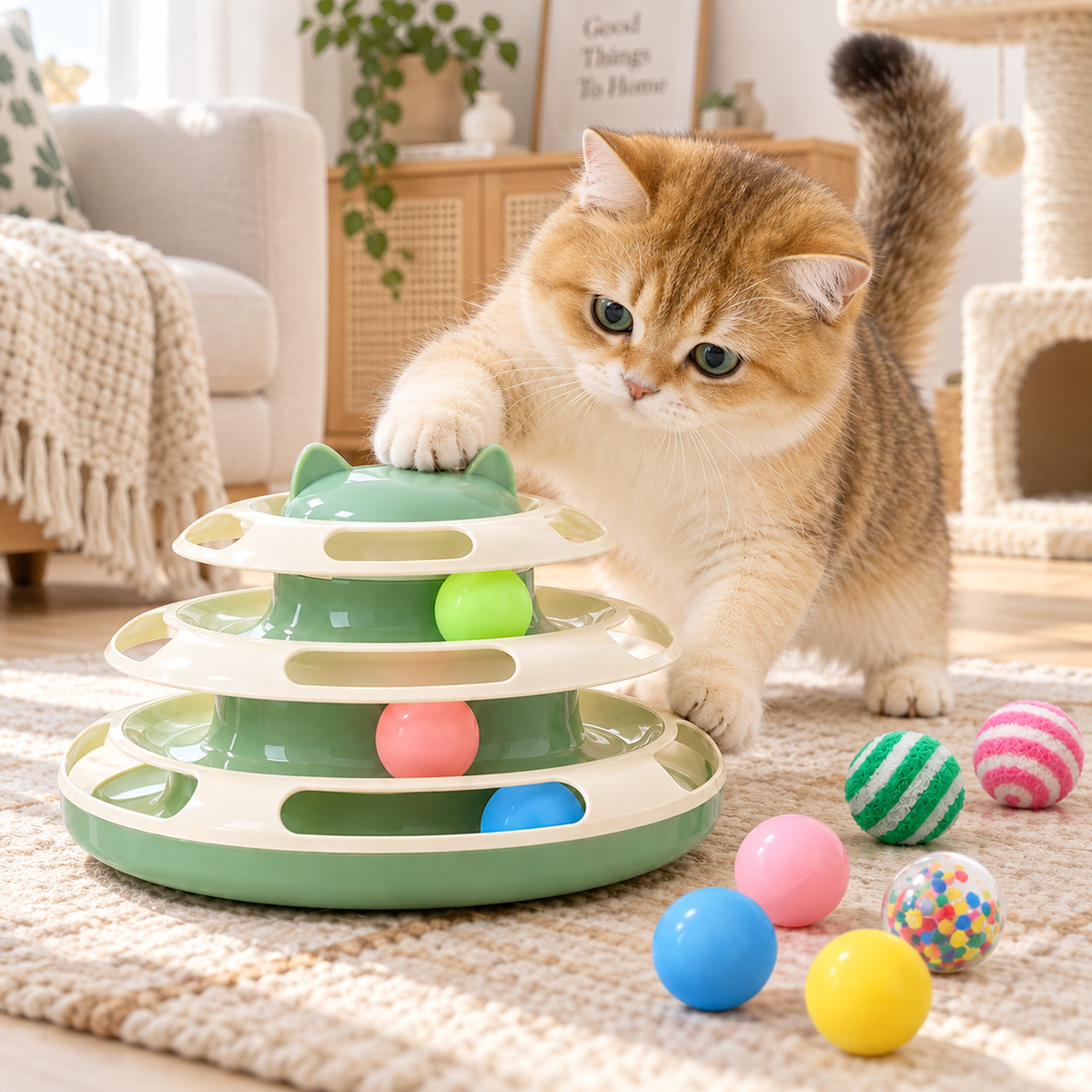 3-Level Cat Track Tower Toy